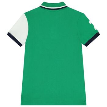 Boys Green, White & Navy Blue Polo Shirt 