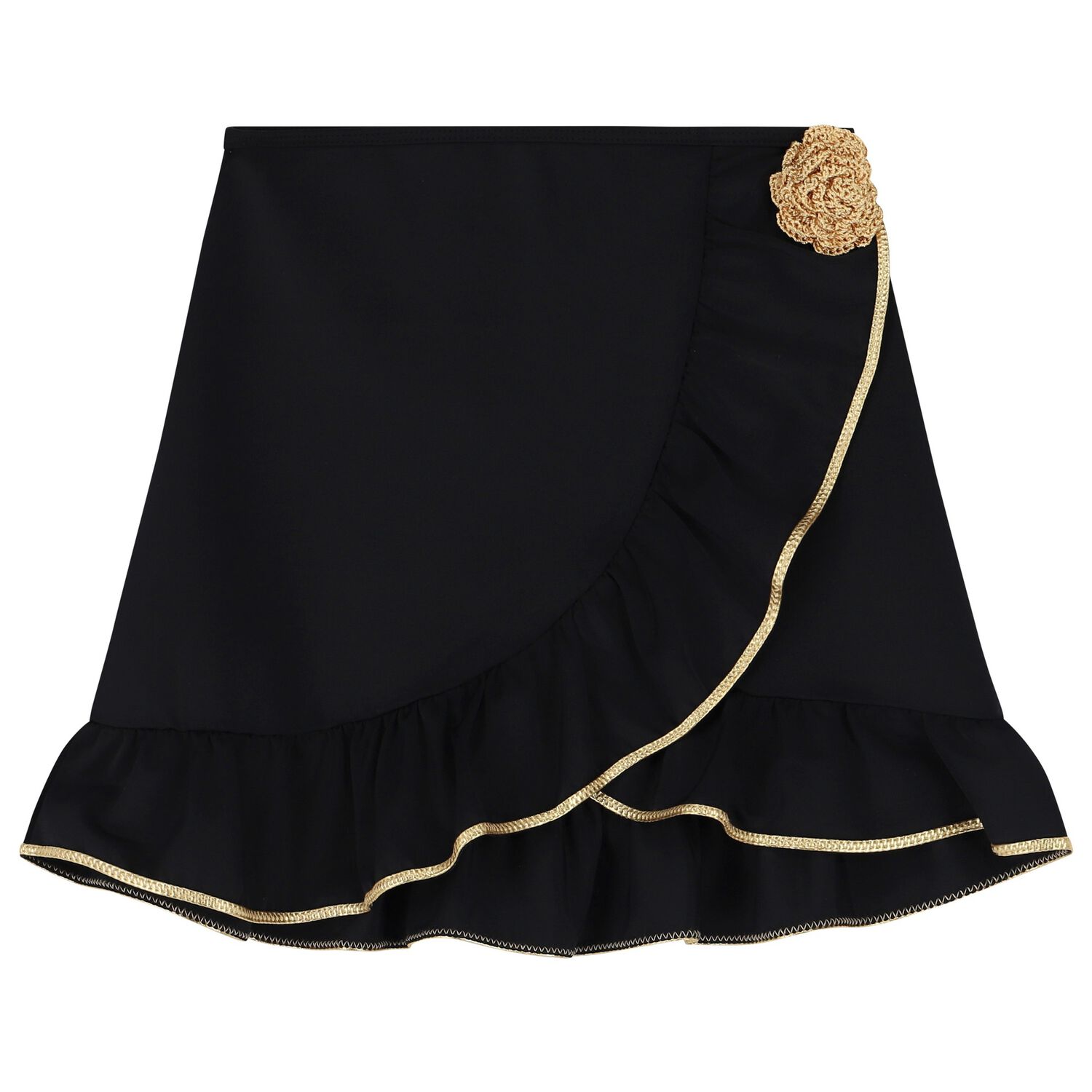 Girls Black Ruffled Skirt, 1, hi-res image number null