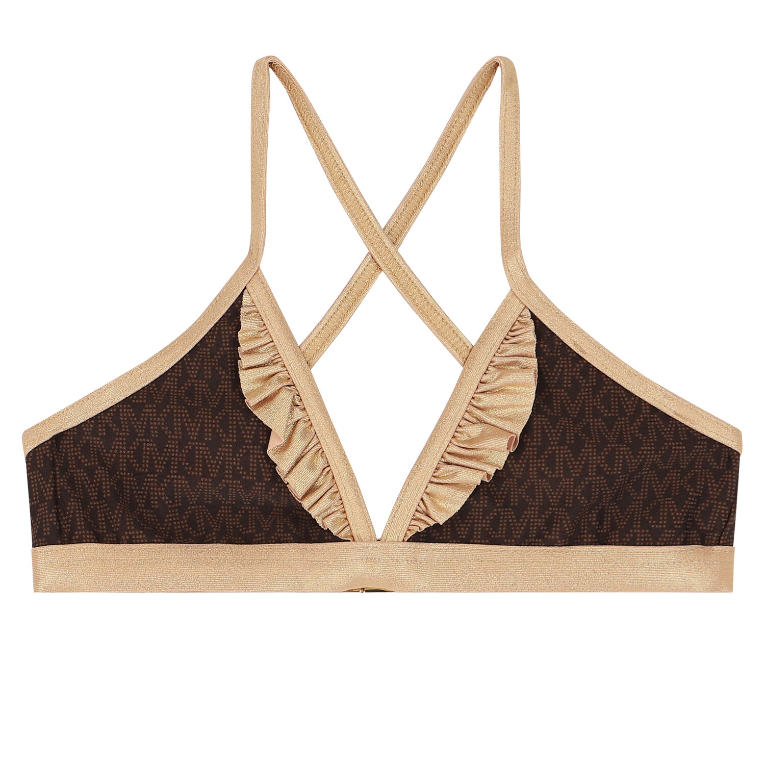 Girls Brown & Gold Logo Bikini, 1, hi-res image number null