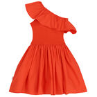 Girls Red Ruffle Dress, 2, hi-res