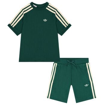 Boys Green Logo Shorts Set