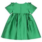 Girls Green Bow Satin Dress, 1, hi-res