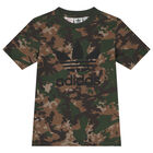 Black & Green Camouflage Trefoil Logo T-Shirt, 1, hi-res