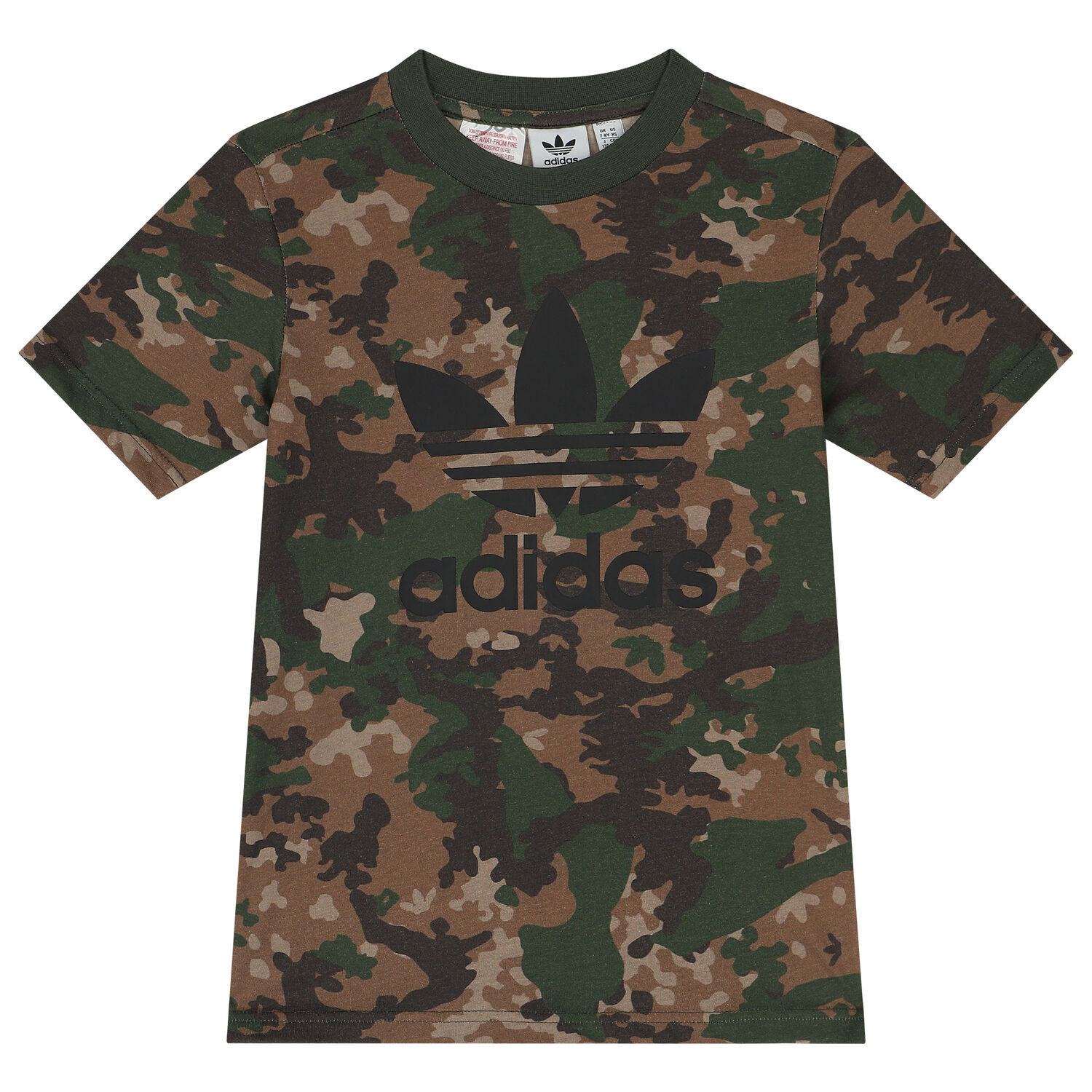 Black & Green Camouflage Trefoil Logo T-Shirt, 1, hi-res