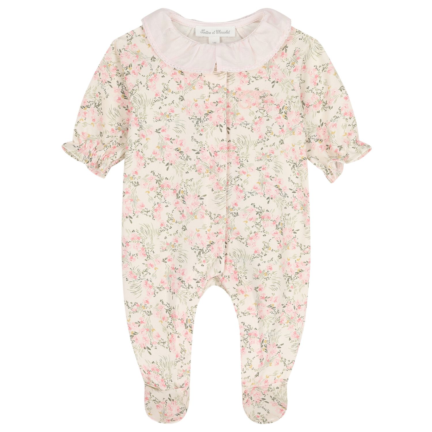 Baby Girls Pink Floral Babygrow, 1, hi-res