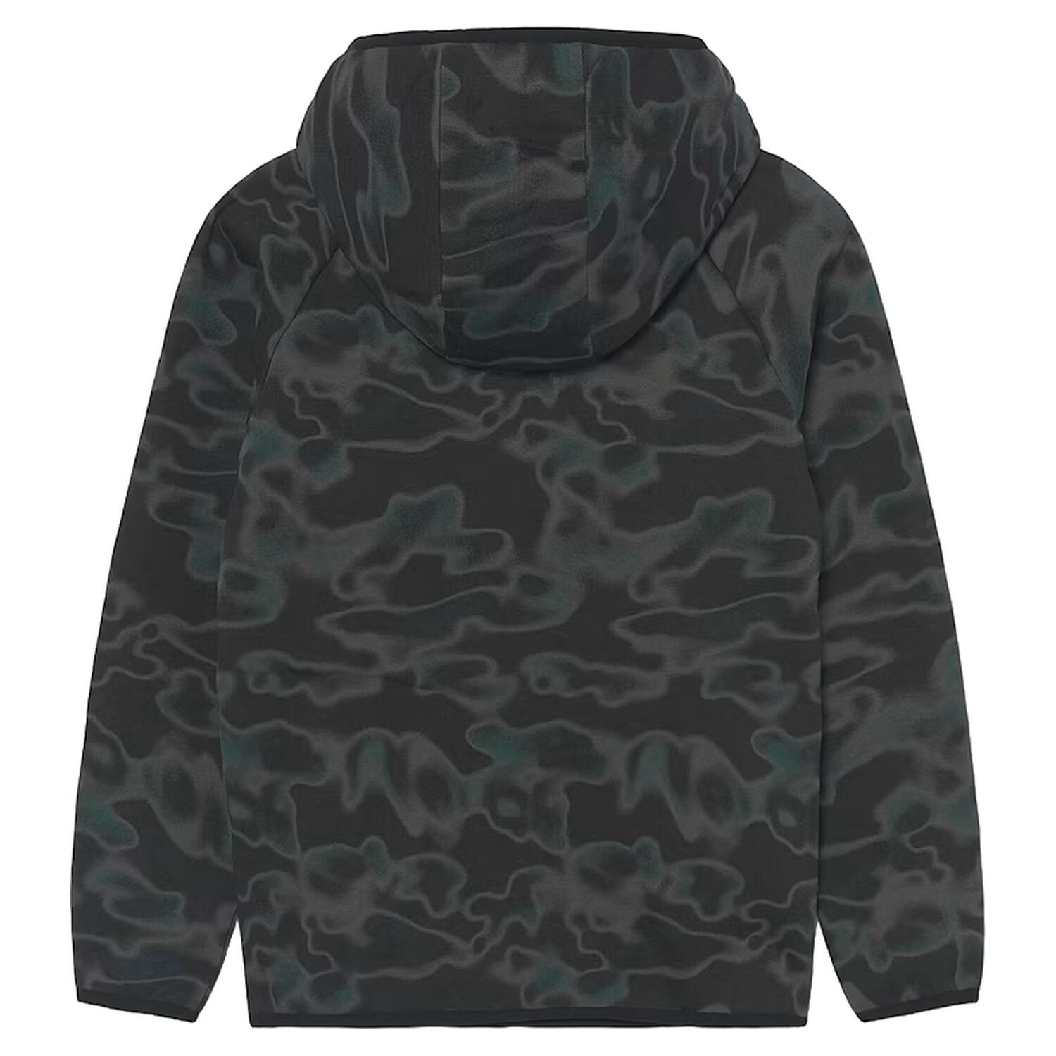Boys Black Camouflage Hooded Zip Up Top, 1, hi-res