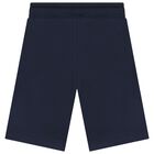 Boys Navy Blue Logo Shorts, 2, hi-res