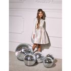 Girls Ivory & Gold Bow Dress, 1, hi-res