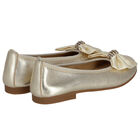 Girls Gold Embellished Bow Ballerina Shoes, 2, hi-res