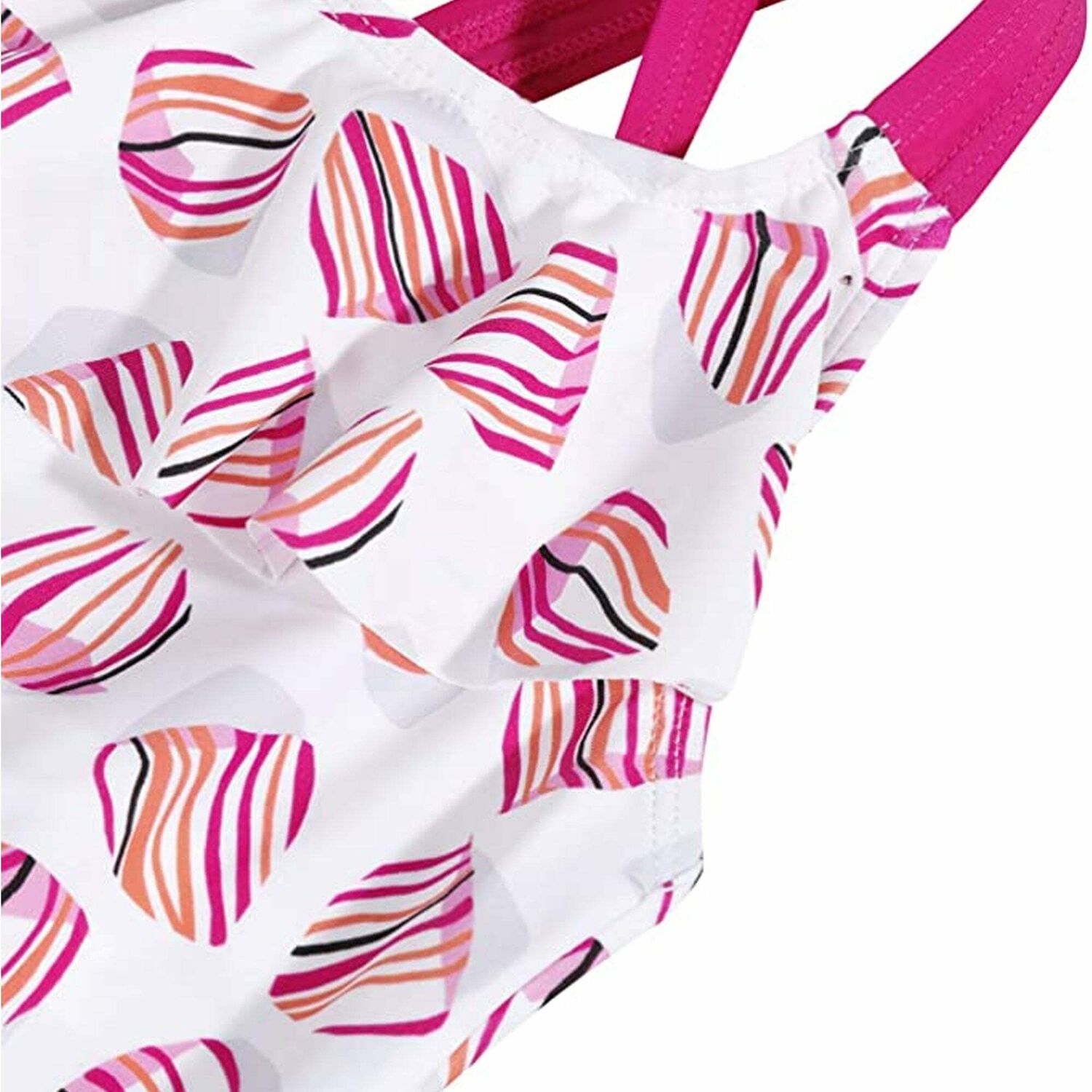 Girls White & Pink Swimsuit, 1, hi-res