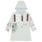 Girls Grey Logo Hooded Dress, 1, hi-res