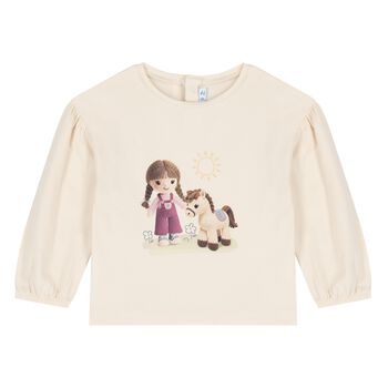 Younger Girls Beige Printed Long Sleeve Top