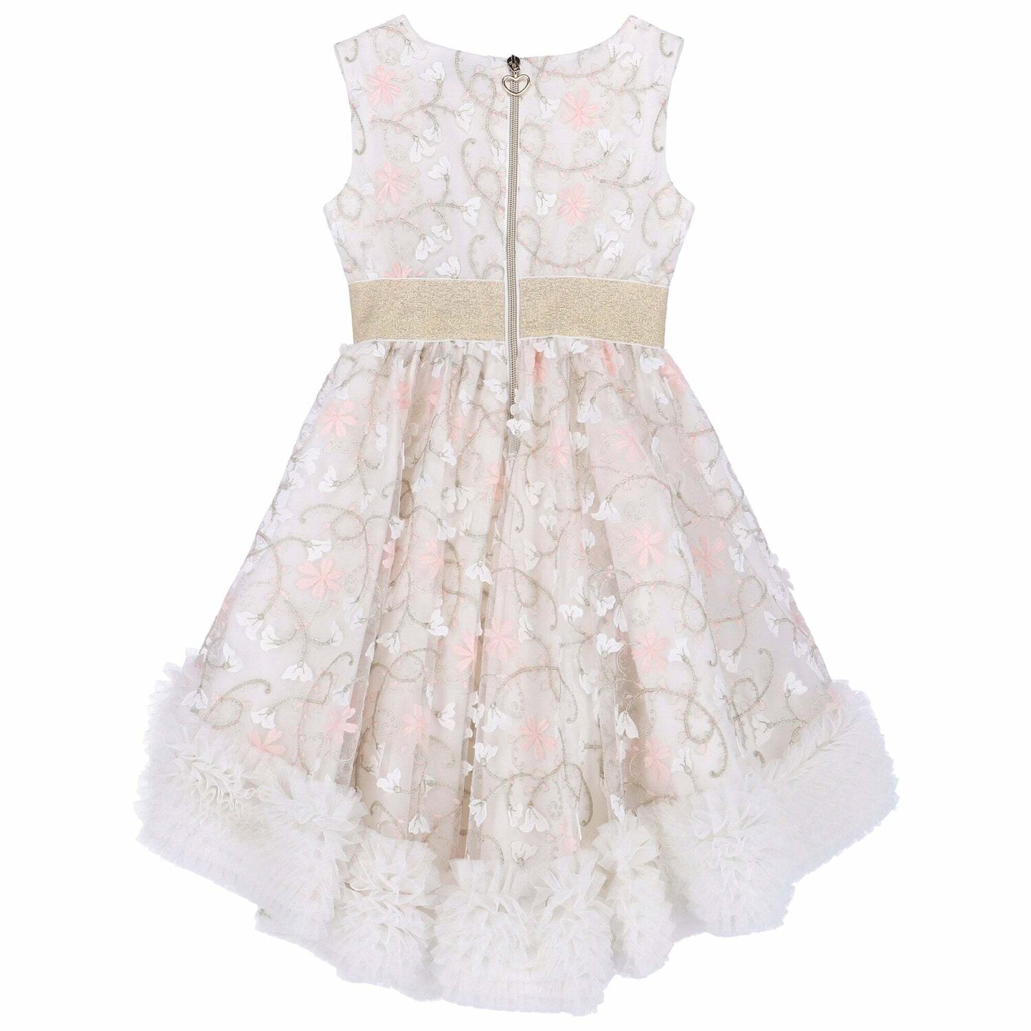 Girls Embellished Floral Light Pink Dress, 1, hi-res