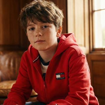 Boys Red Logo Zip Up Top