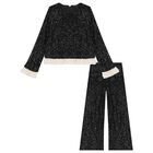 Girls Black Embellished Sequin Trouser Set, 2, hi-res