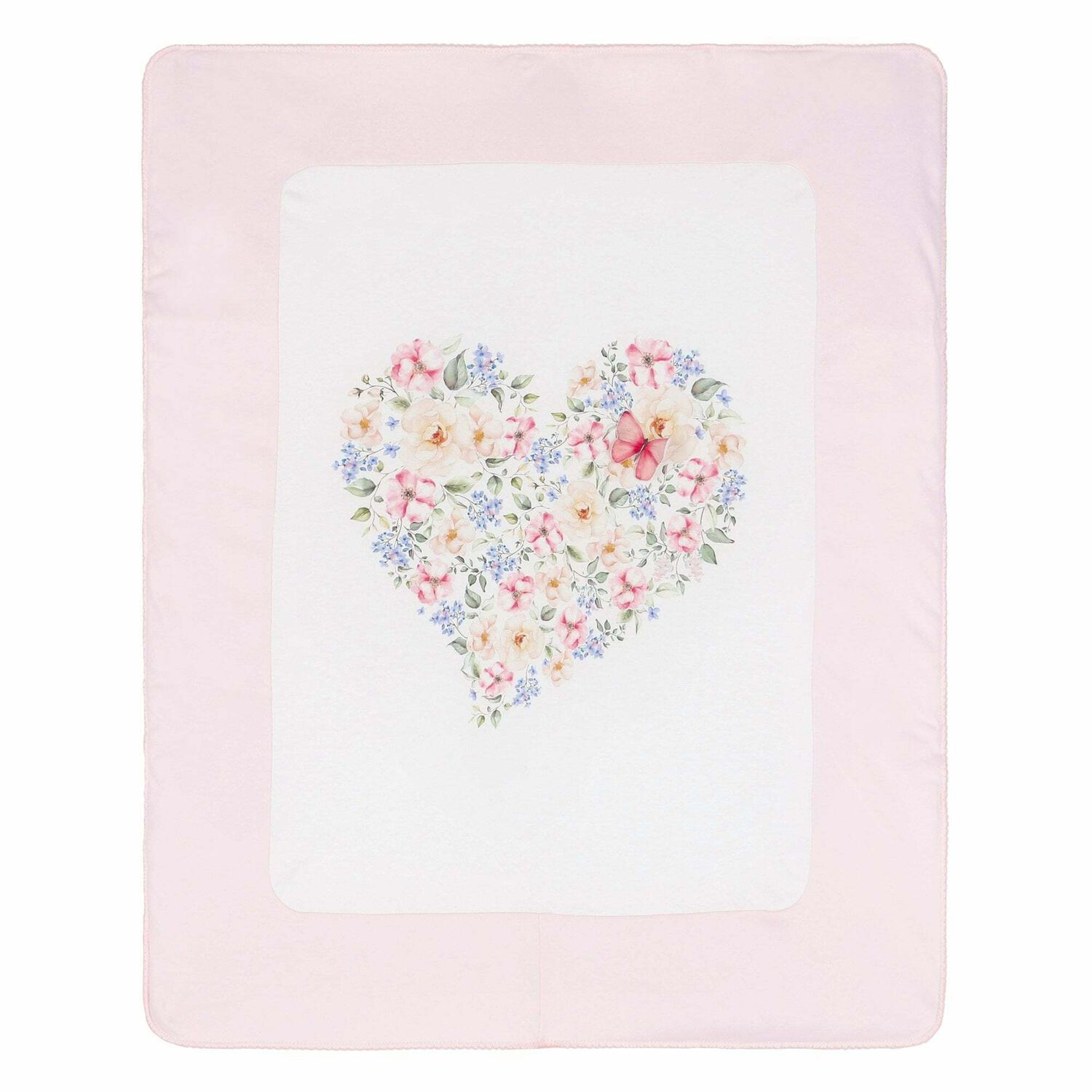 Baby Girls White & Pink Floral Blanket, 1, hi-res