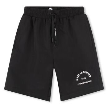 Boys Black Logo Swim Shorts