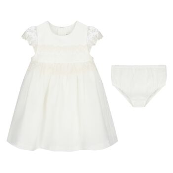 Baby Girls White Lace Dress Set