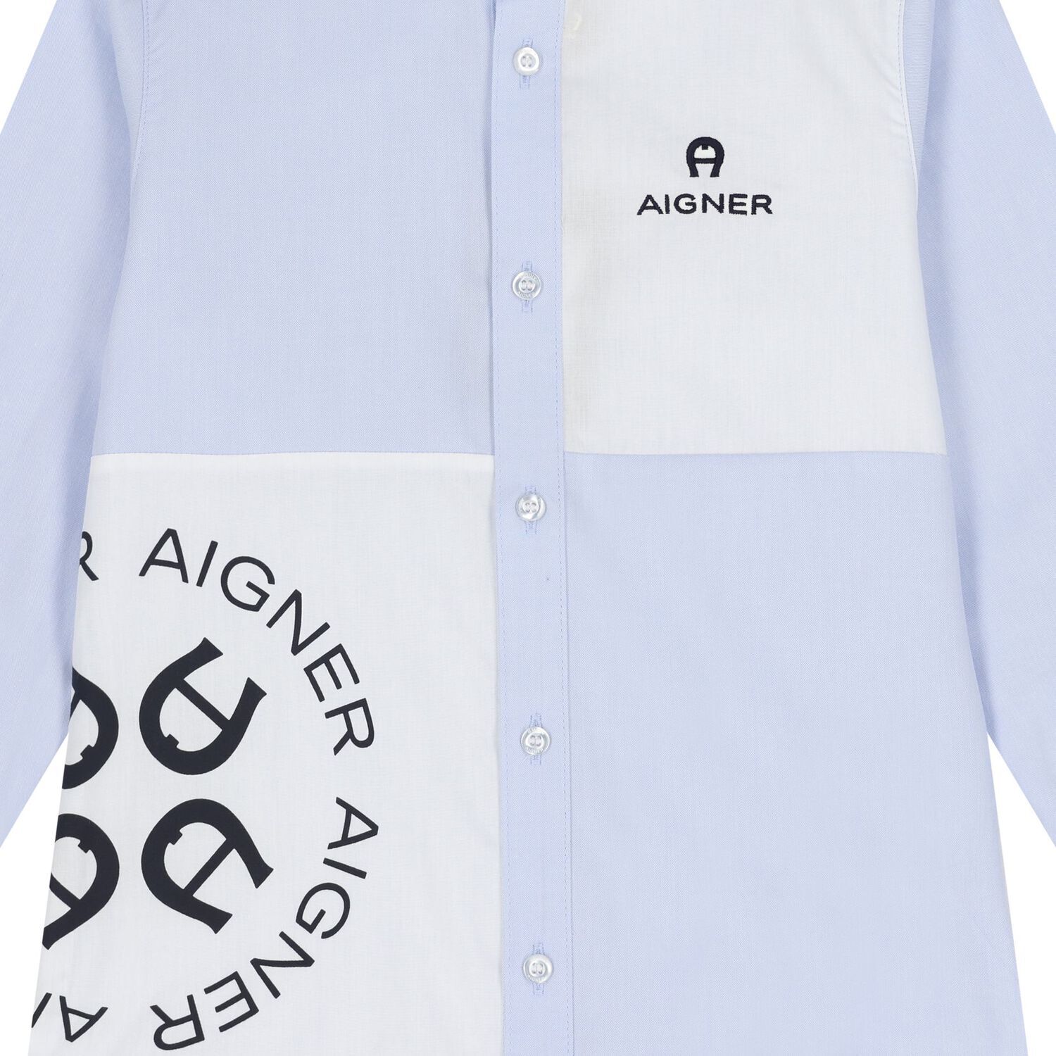 Boys Blue & White Logo Shirt, 1, hi-res