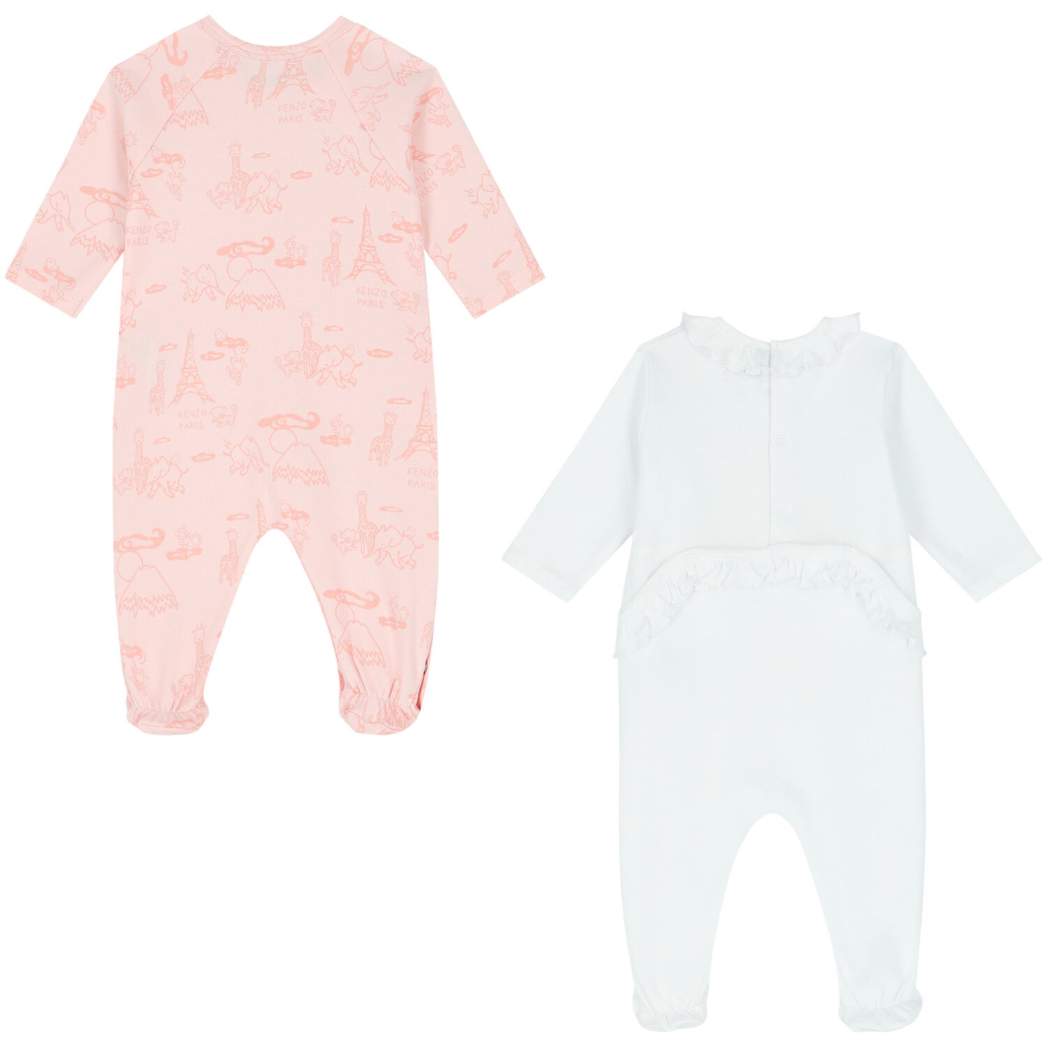 Girls Pink & White Logo Babygrows ( 2-Pack ), 2, hi-res