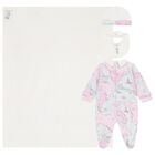 Baby Girls Ivory & Pink Geo Map Babygrow Gift Set, 2, hi-res