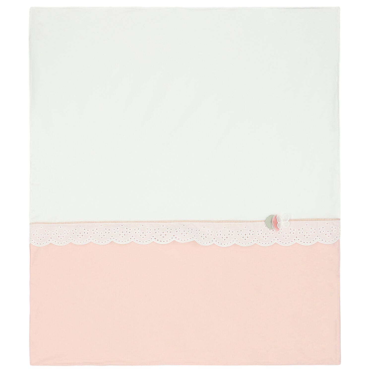 Baby Girls White & Pink Flower Blanket, 1, hi-res image number null