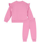 Younger Girls Pink Logo Tracksuit, 1, hi-res