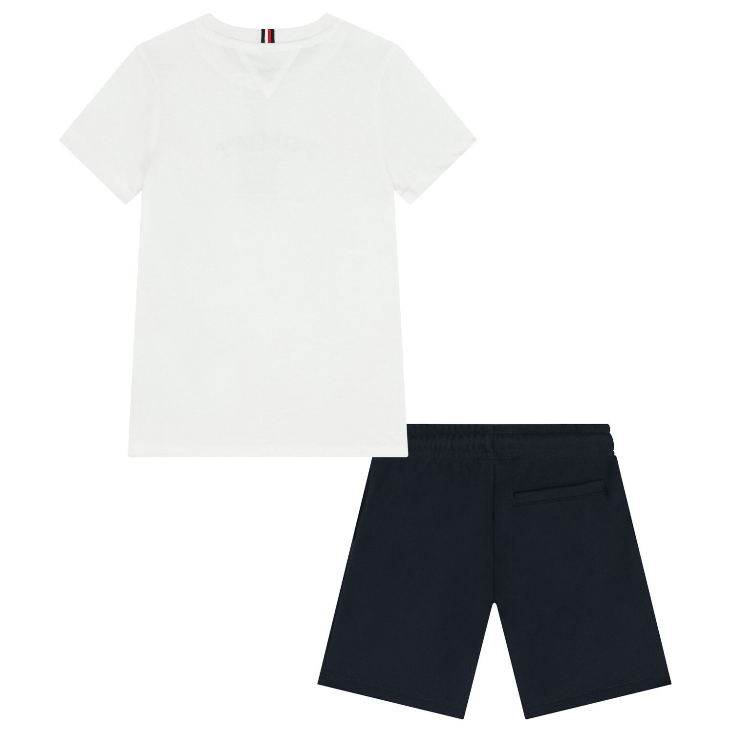 Boys White & Navy Blue Shorts Set, 2, hi-res