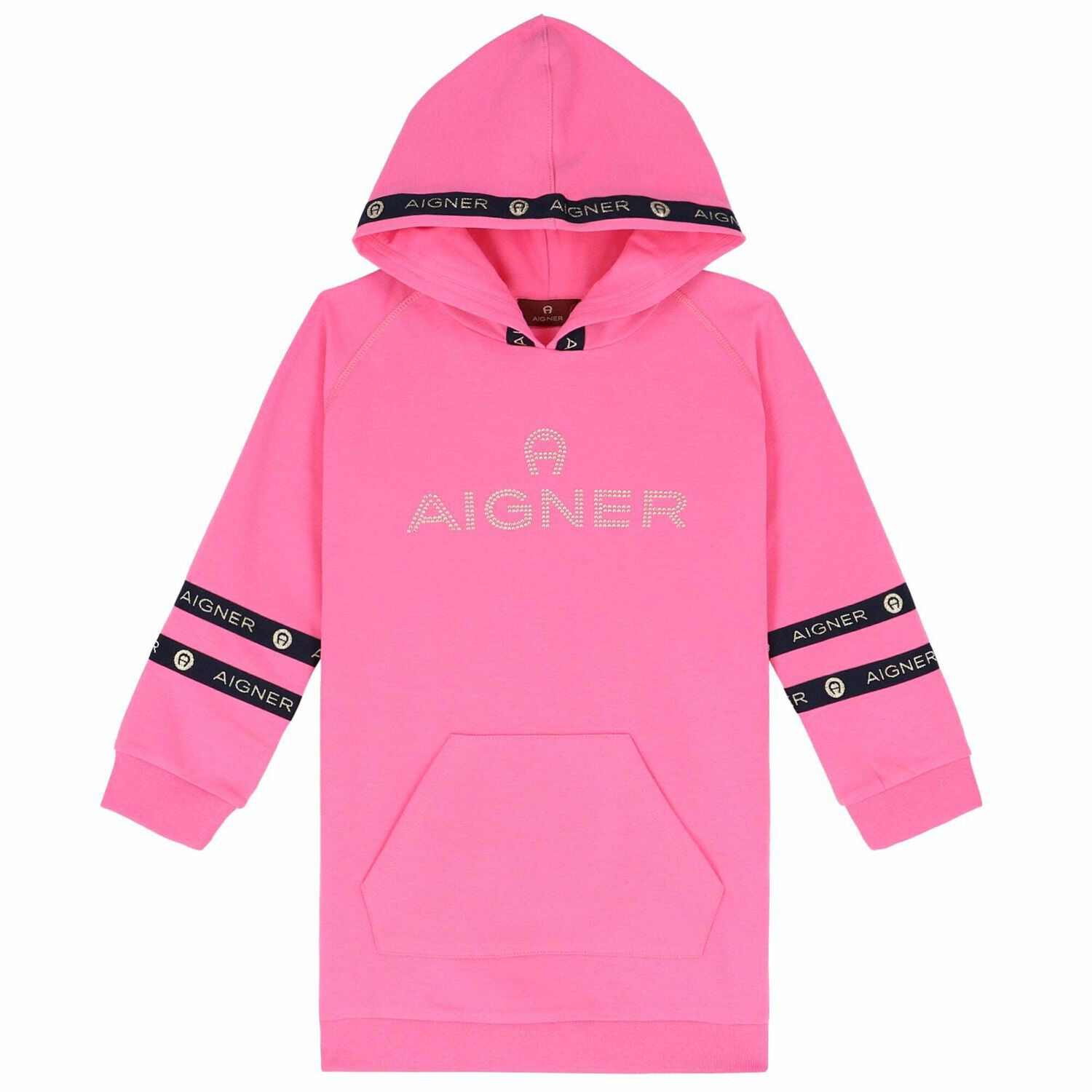 Girls Pink & Gold Logo Dress, 1, hi-res