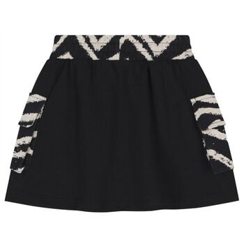 Girls Black Zig Zag Logo Skirt