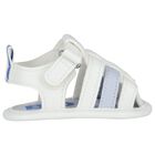Baby Boys White Logo Sandals, 1, hi-res