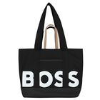 Girls Black Logo Tote Bag, 1, hi-res