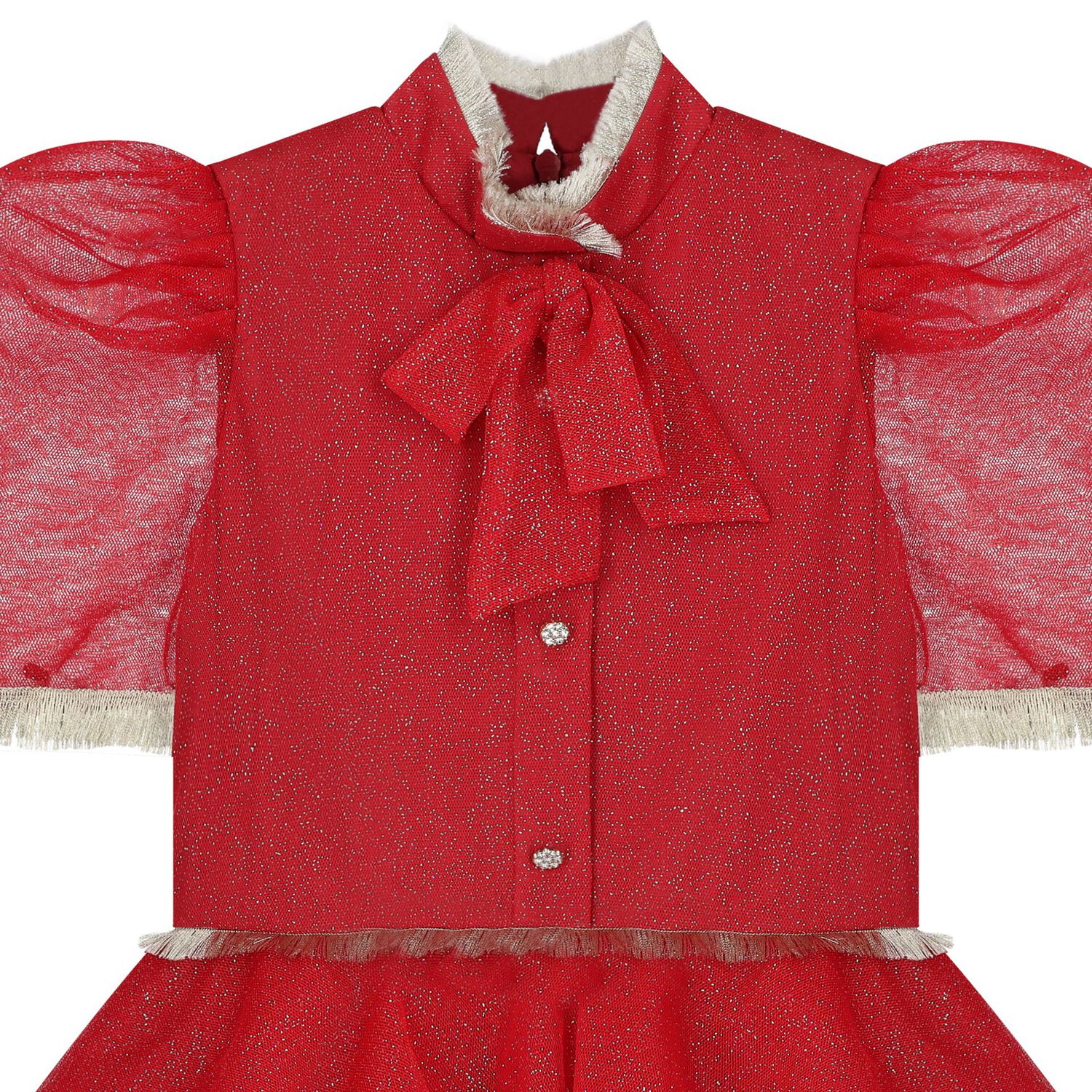 Girls Red Glittery Tulle Dress, 1, hi-res image number null