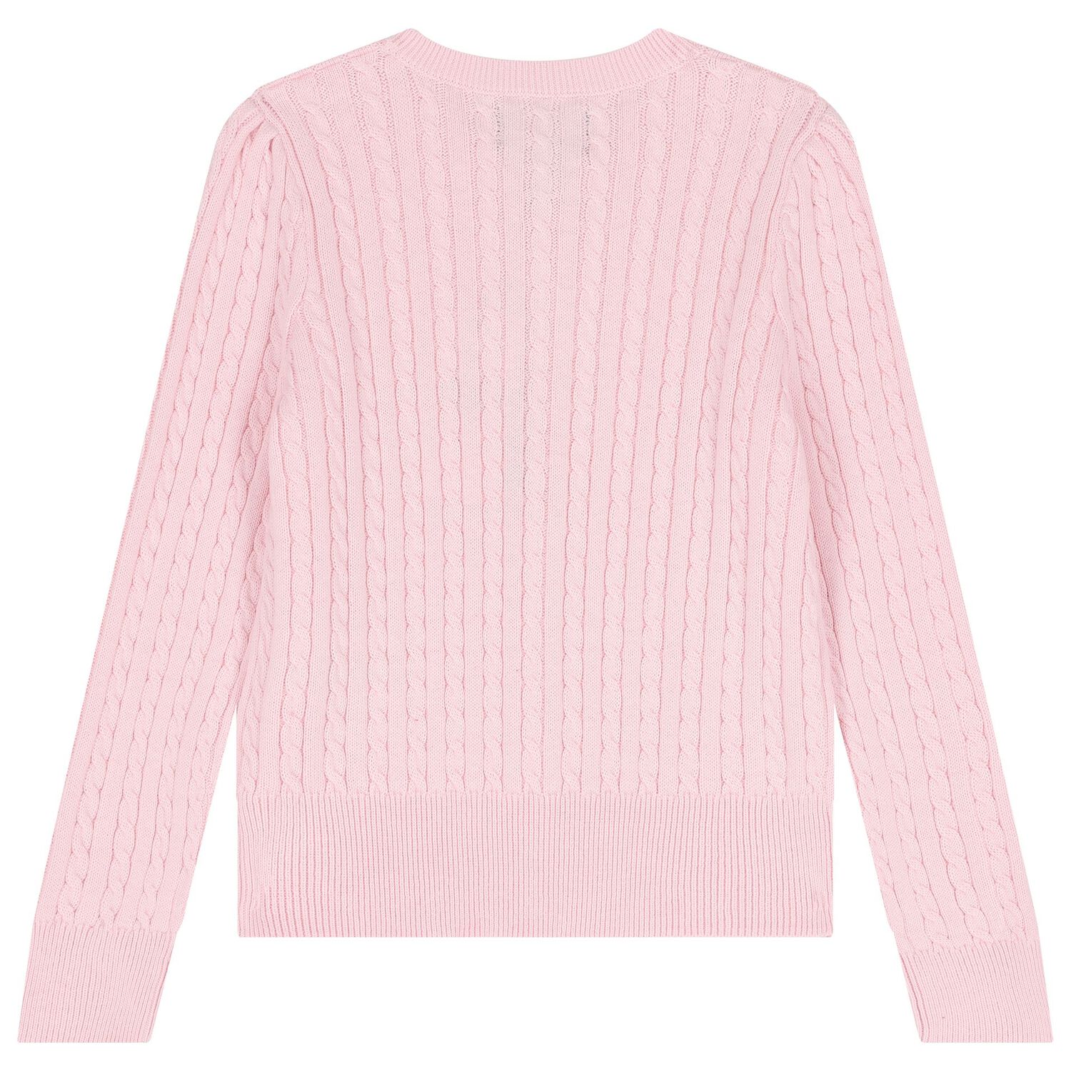 Girls Pink Cable Knit Cardigan, 1, hi-res