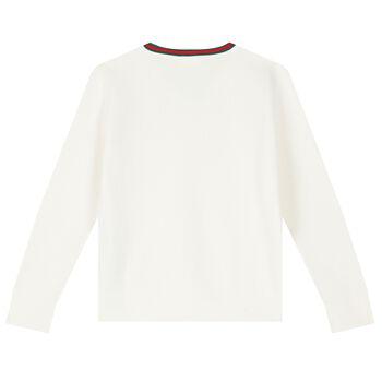 Ivory Cotton Web Striped Sweatshirt