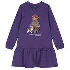 Girls Purple Polo Bear Dress, 1, hi-res