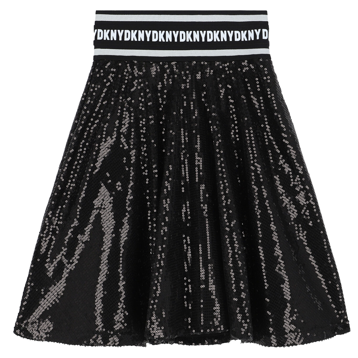 Girls Black Logo Sequin Skirt, 1, hi-res