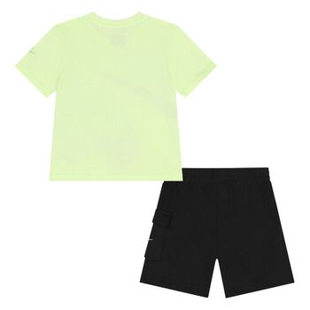 Younger Boys Green & Black Logo Shorts Set