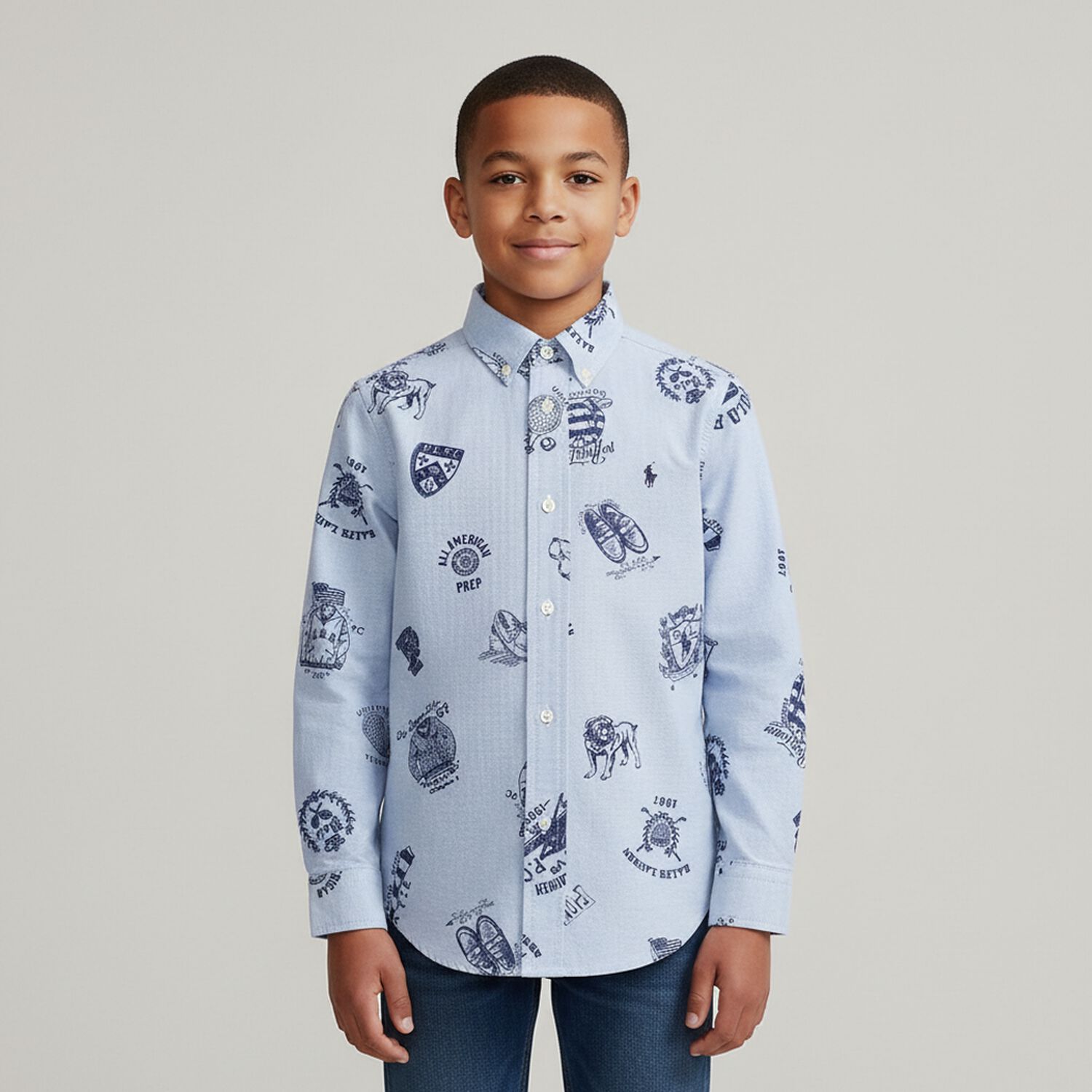 Boys Blue Logo Shirt, 1, hi-res image number null