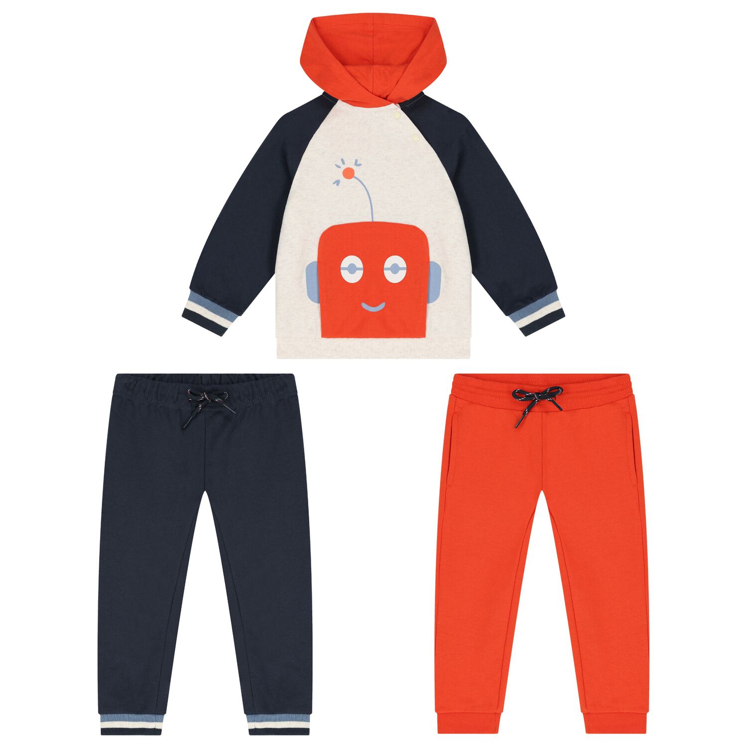 Younger Boys Ivory, Blue & Orange 3-Piece Tracksuit, 2, hi-res image number null