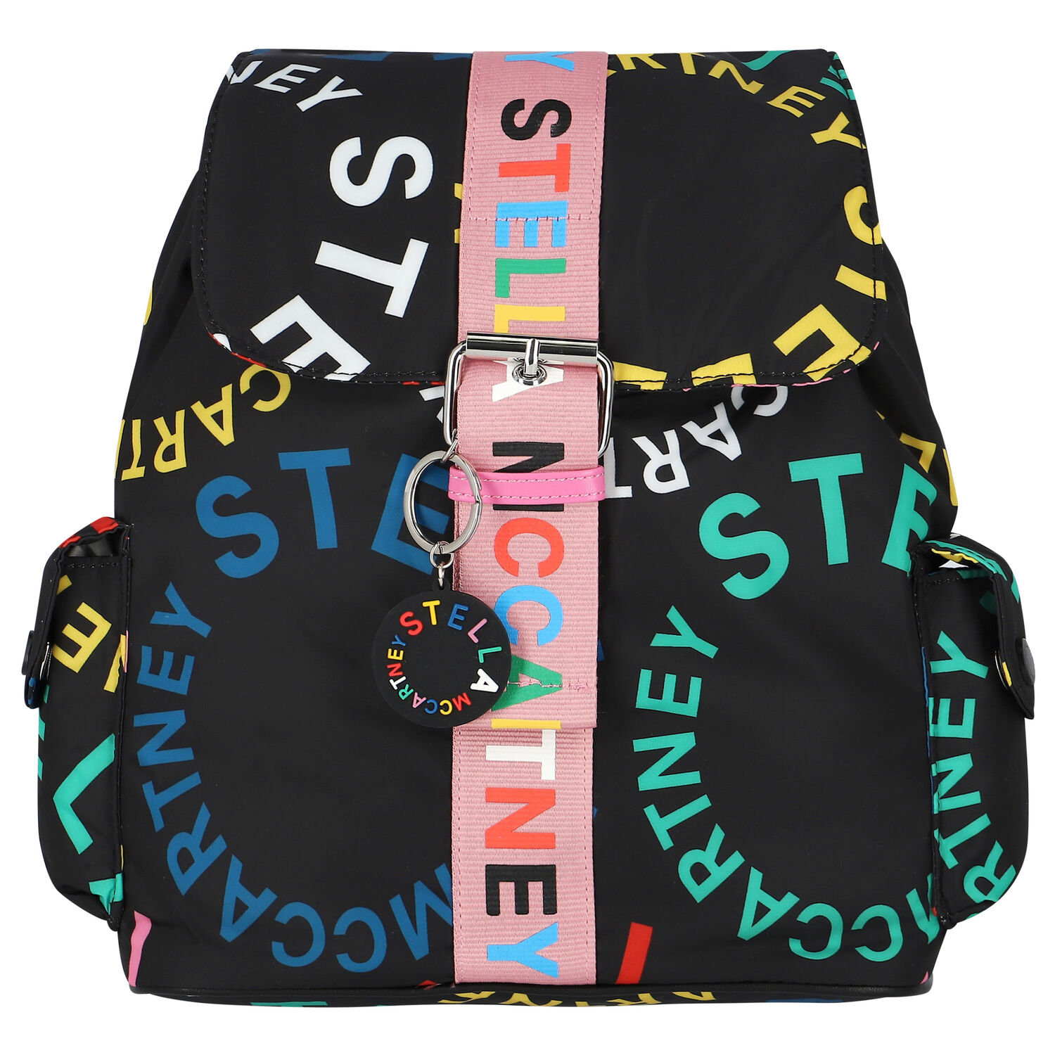 Girls Black Logo Backpack, 1, hi-res