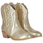 Girls Metallic Gold Boots, 1, hi-res