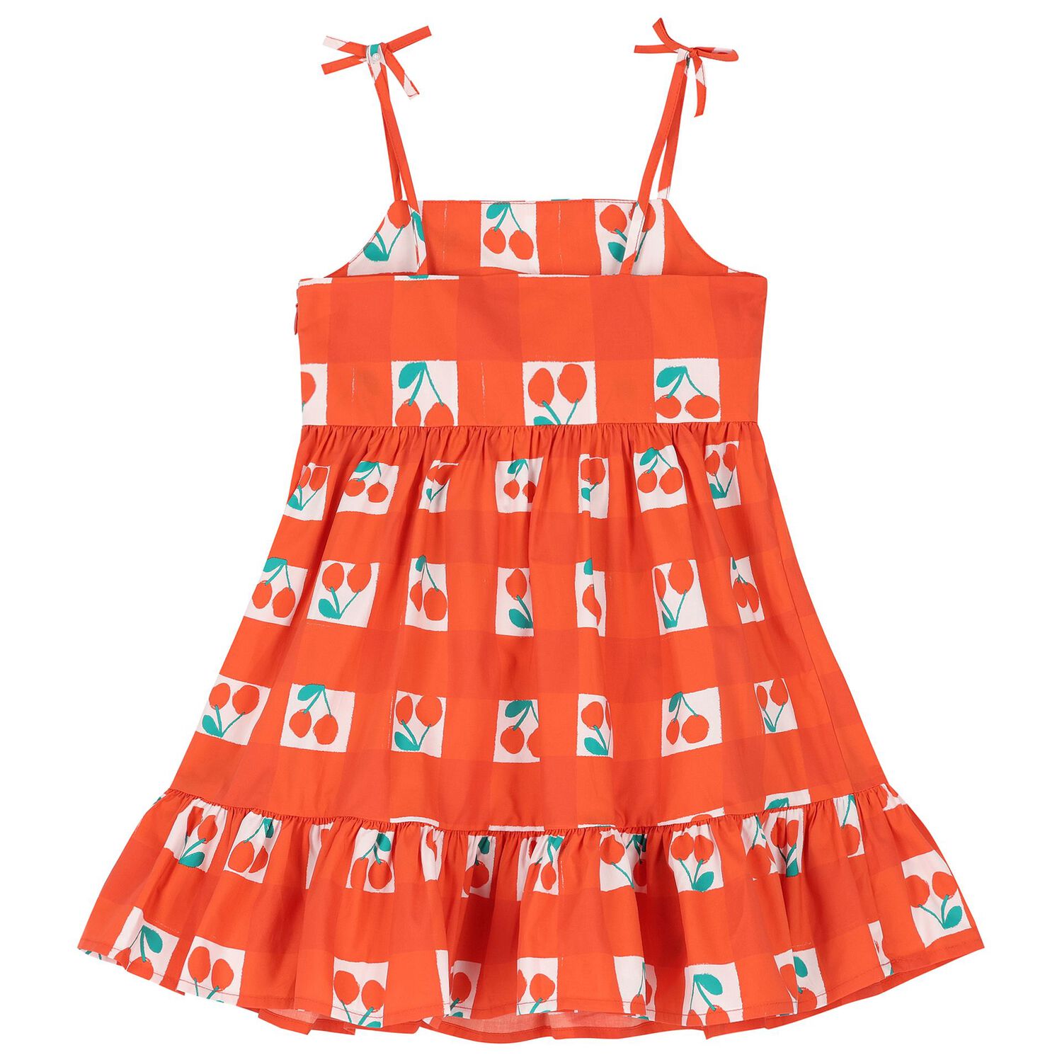 Girls White & Red Cherry Dress, 1, hi-res