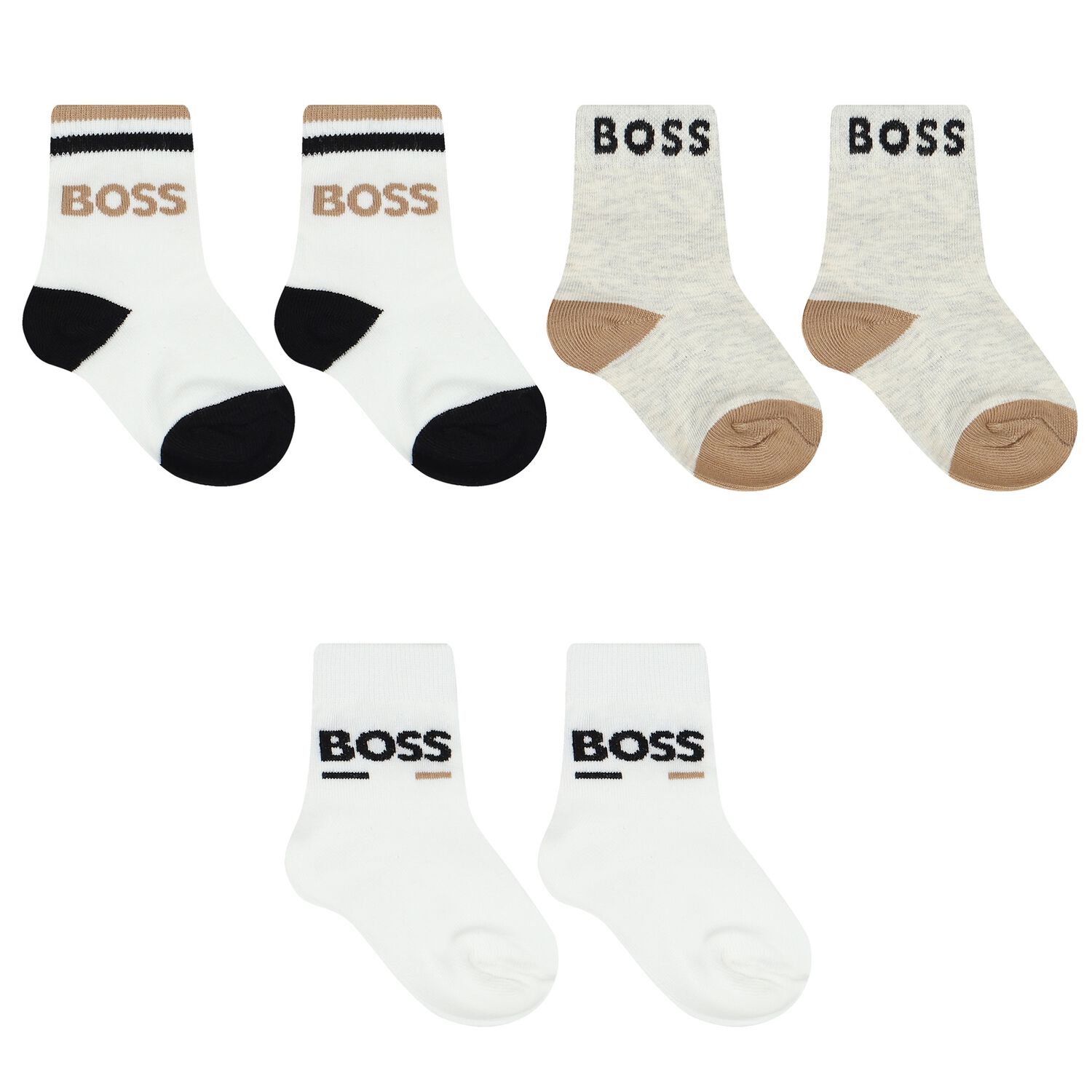 Baby Boys White Logo Socks ( 3-Pack ), 1, hi-res image number null