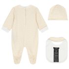 White & Gold Logo Babygrow Gift Set, 1, hi-res
