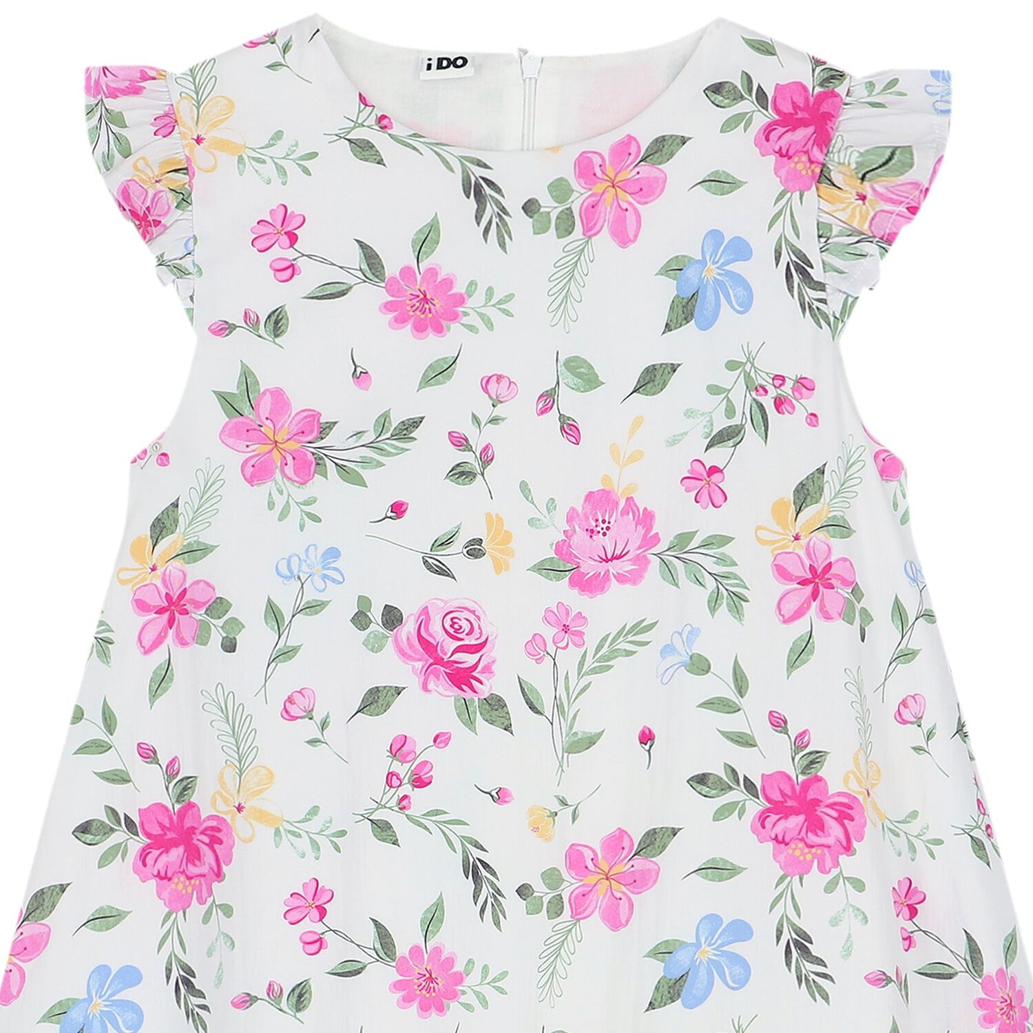 Girls White Floral Dress, 1, hi-res