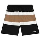 Boys Signature Striped Swim Shorts, 1, hi-res