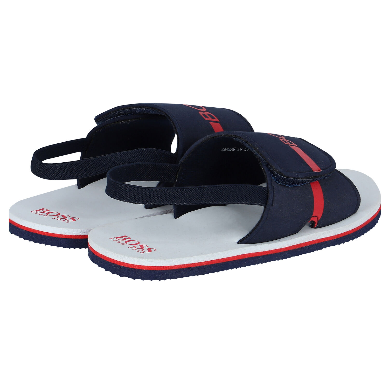 Younger Boys Navy Blue Logo Sandals, 3, hi-res