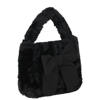 Girls Black Faux Fur Handbag