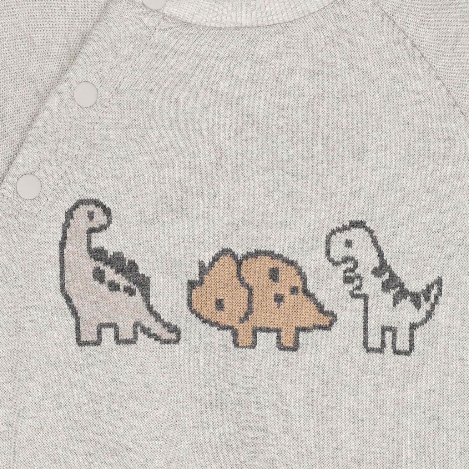Baby Boys Grey Dinosaur 2 Piece Babygrow, 1, hi-res